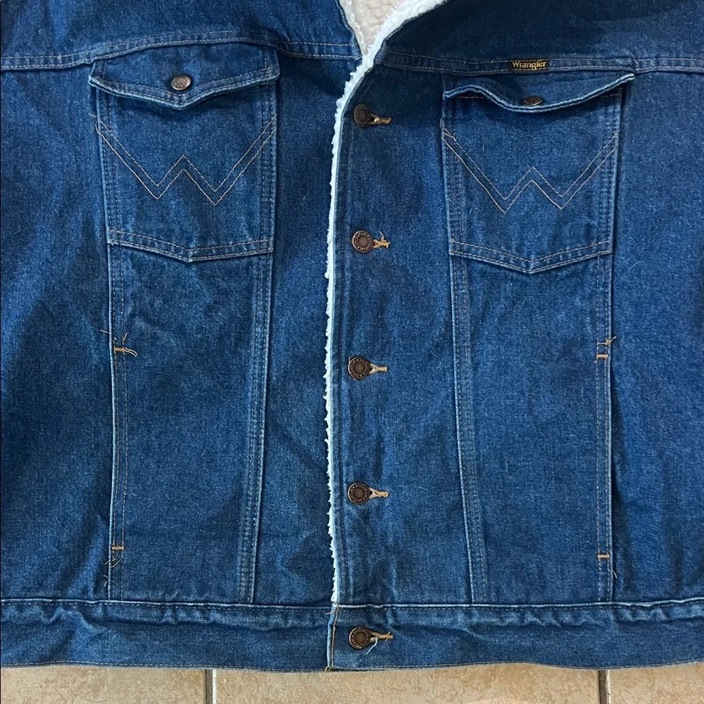 VINTAGE EUC Wrangler Western Denim‎ Jacket Shearling Lining, Sz XXL